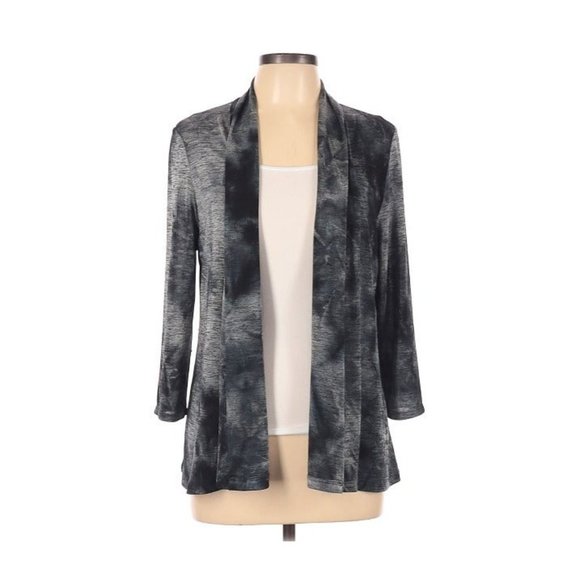 Alberto Makali Tie Dye Cardigan Tunic Top Open Front Top Black Gray Sz L - Picture 4 of 6